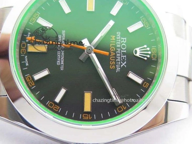 116400 On Bracelet 1:1 Green SS Black Sapphire SA3131 GV Milgauss JF Dial 0707